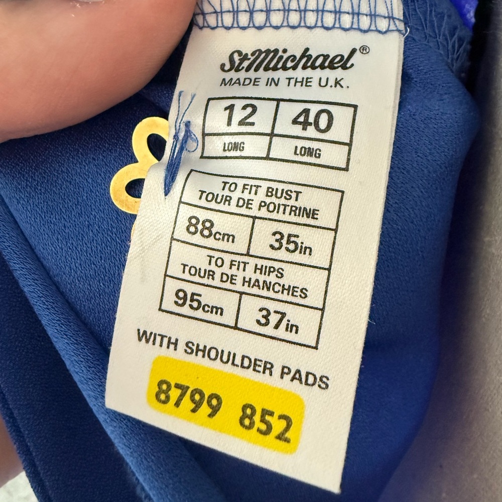 Vintage St Michael Blue Midi Dress with Gold Flower Buttons - Picture 9 of 10